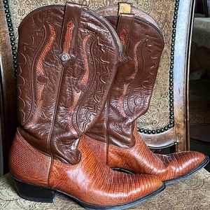 Men’s Montana Genuine Lizard Skin Cowboy Western Boots Size 10‎